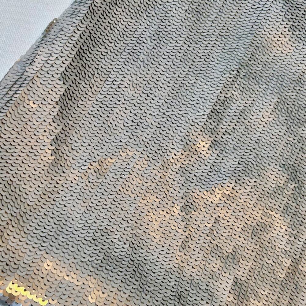 NWOT Sequin Micro Mini Skirt Silver Festival Glam Sexy Bling Office Siren XS y3k - Picture 6 of 8